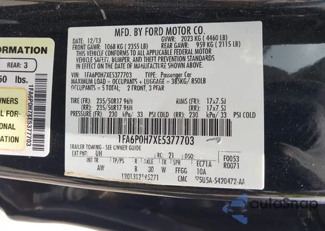 2014 Ford Fusion Se from USA, damaged, VIN 1FA6P0H7XE5377703